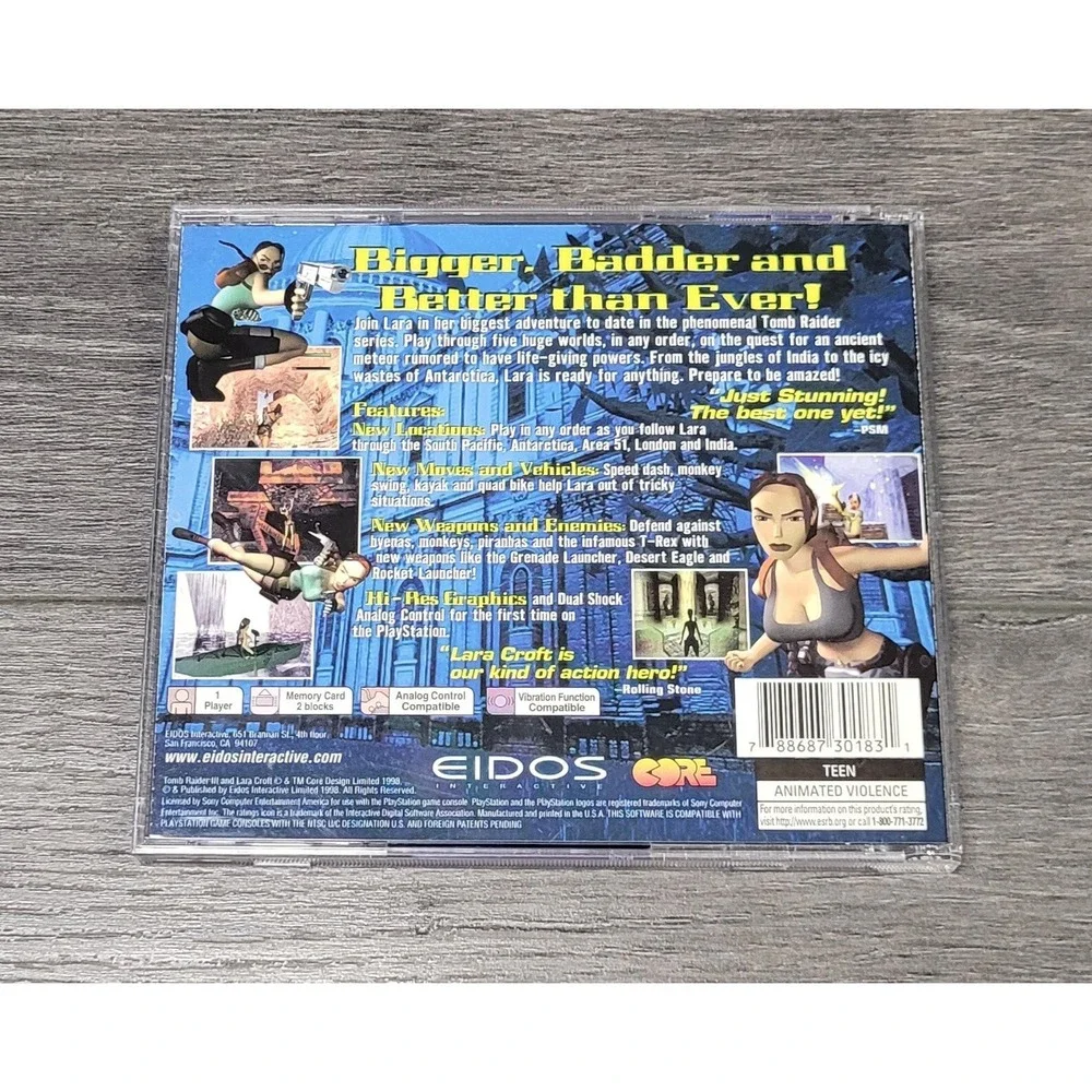 Tomb Raider III Playstation PS1 Video Game